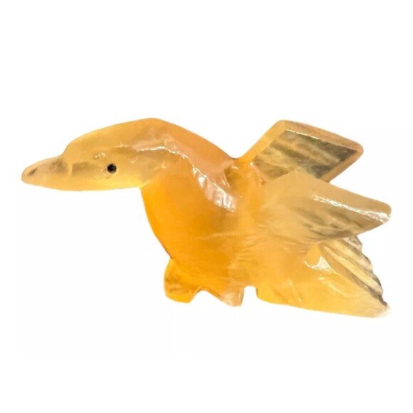 Unbranded Other - Carved Yellow Quartz Calcite Duck Swan Tiger Eye collectible figurine handmade